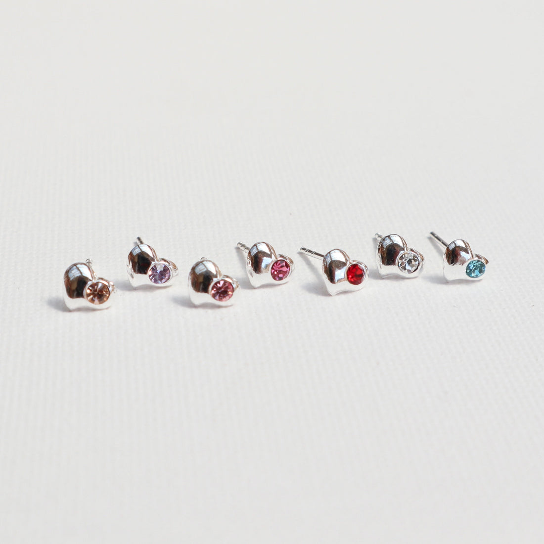 925 Sterling Silver Heart Stud Earrings Decorated with CZ Simulated Diamonds, 7 mm wide, Heart Earrings, Small heart Earrings