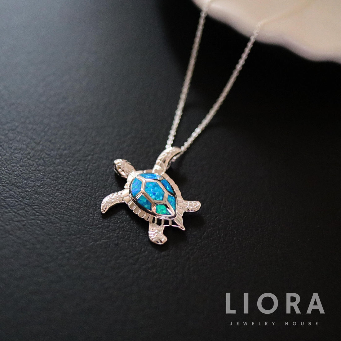925 Sterling Silver Blue Opal Turtle Pendant Necklace, Opal Turtle Pendant, Opal Turtle, Sea Turtle, Turtle Necklace, Opal Animal Gift