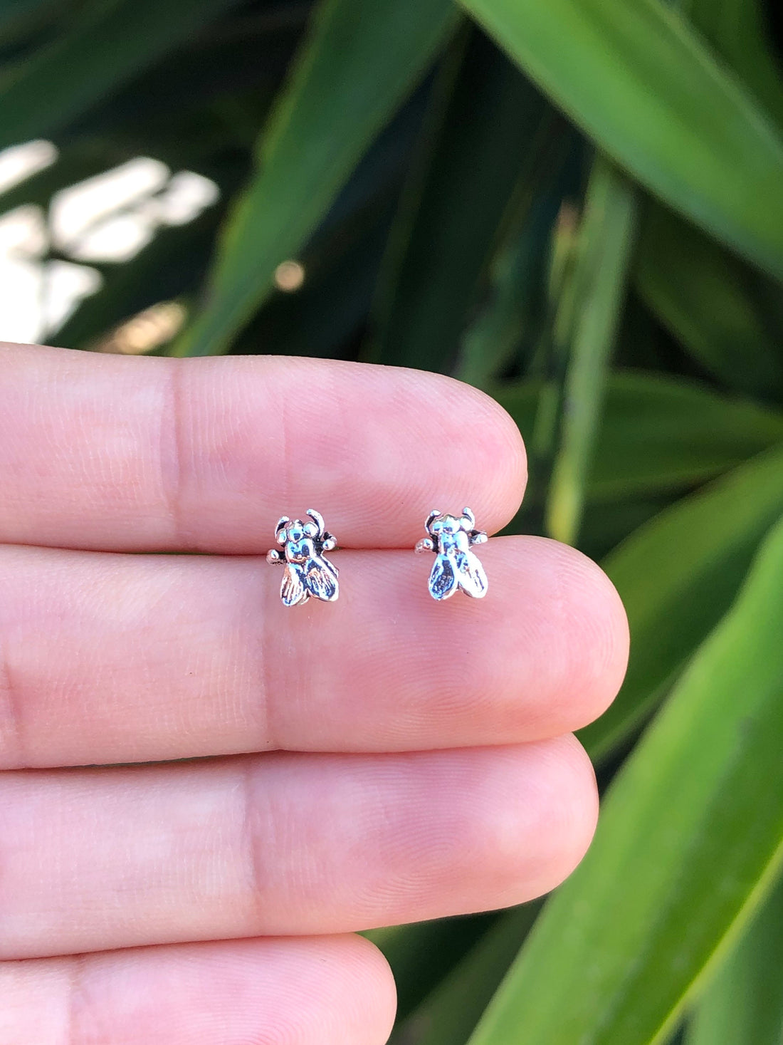 925 Sterling silver fly stud earrings, fly earrings, silver fly, fly studs, bee earrings, small fly, animal earrings, bug earrings, lady bug