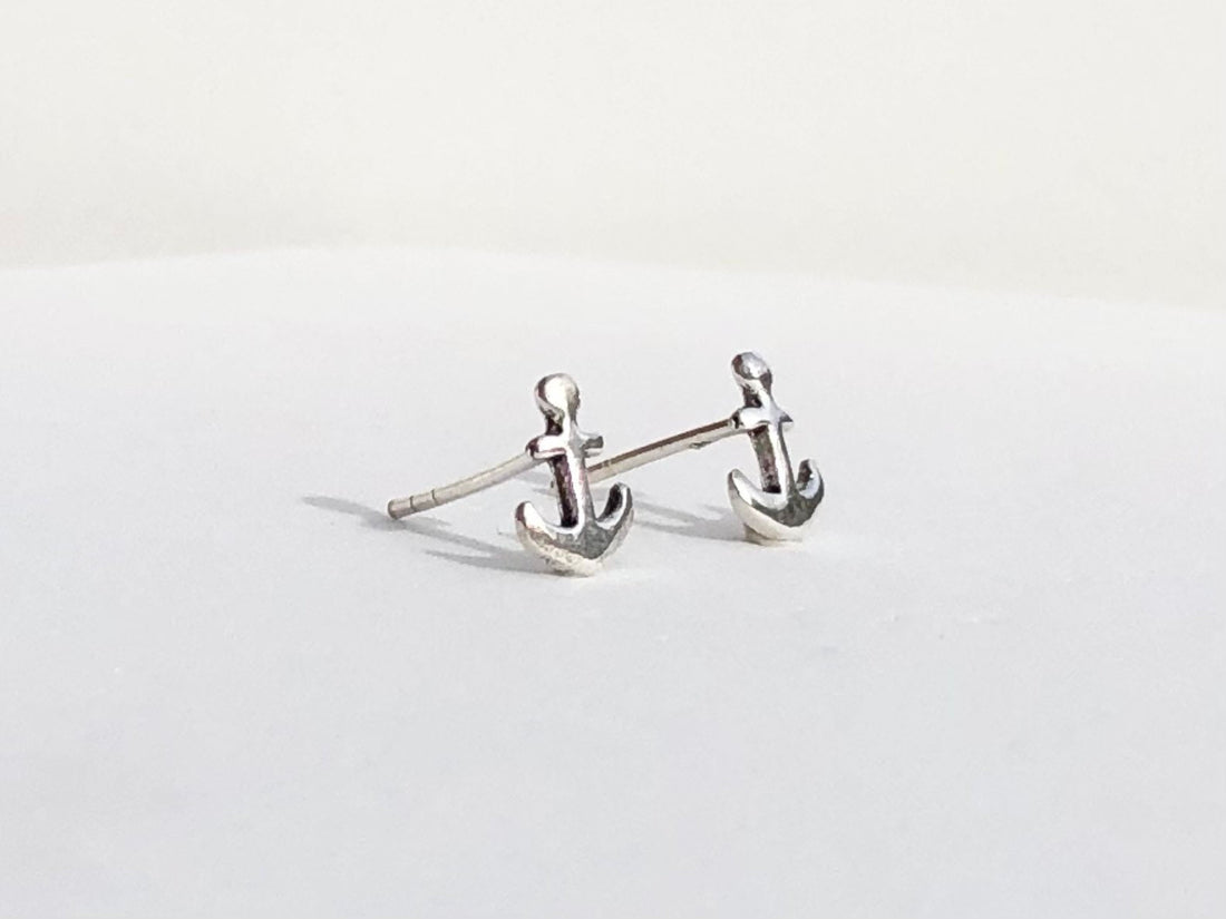 Sterling silver anchor stud earrings, anchor earrings, anchor studs, tiny anchor earrings, small anchor, boat, beach, anchor gift lover