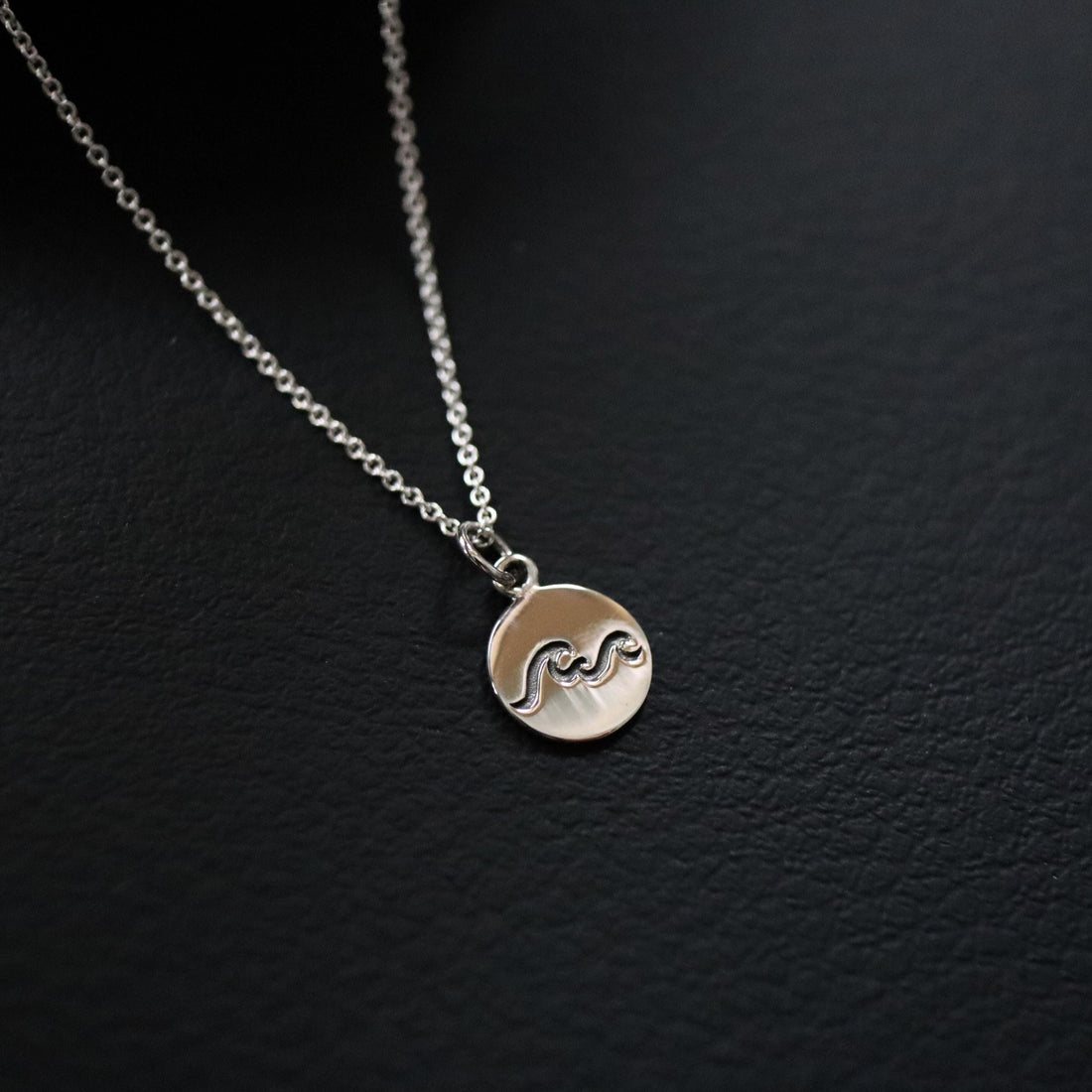 925 Sterling Silver 10mm Wave Disc Necklace, Disc Pendant, Wave Necklace, Surf Gift, Gift For Him, Circle Wave Pendant, Ocean Gift