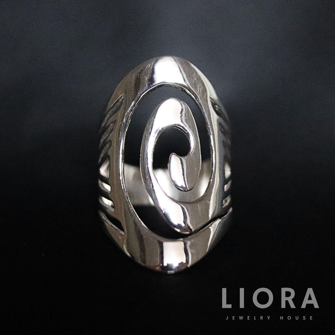 925 Sterling Silver Spiral Ring, Wave Ring, Spiral Motif Ring, Silver Abstract Minimal, Boho Ring, Large Spiral Statement Ring, Circle Ring