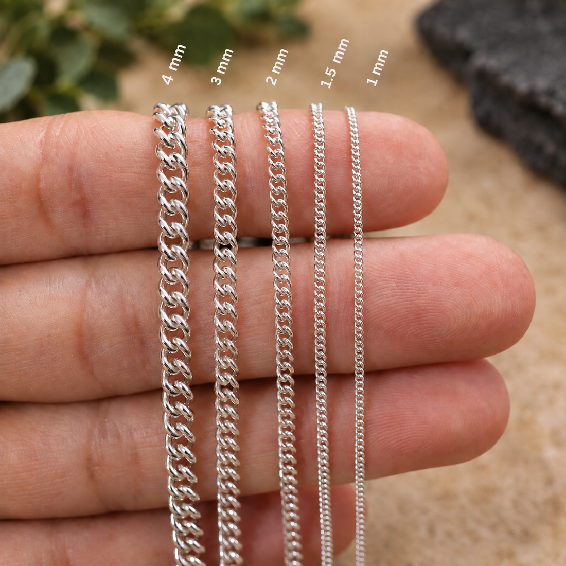 Silver Curb Chain Necklace