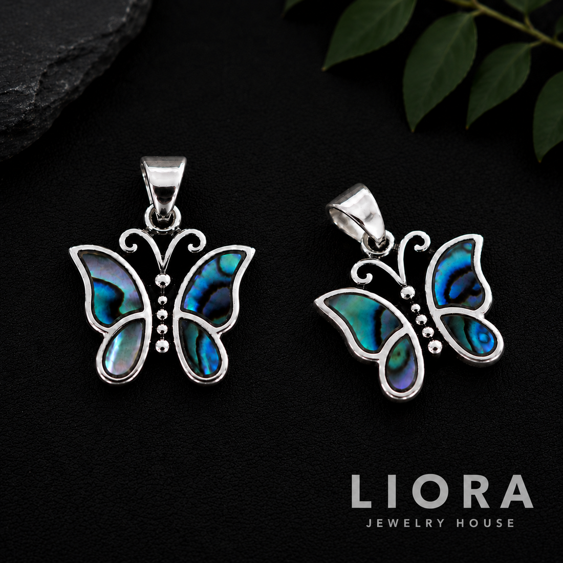 Abalone Butterfly Pendant Necklace