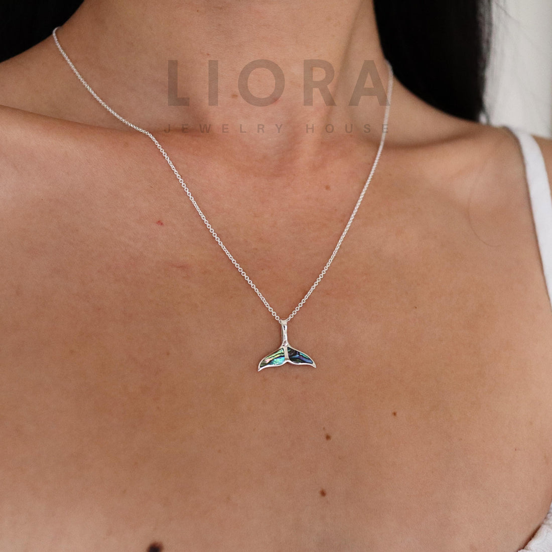 925 Sterling Silver Small Abalone Whale Tail Pendant, Whale Tail Pendant, Whae flute charm, Whale Pendant, Whale Tail Gift, Whale Necklace