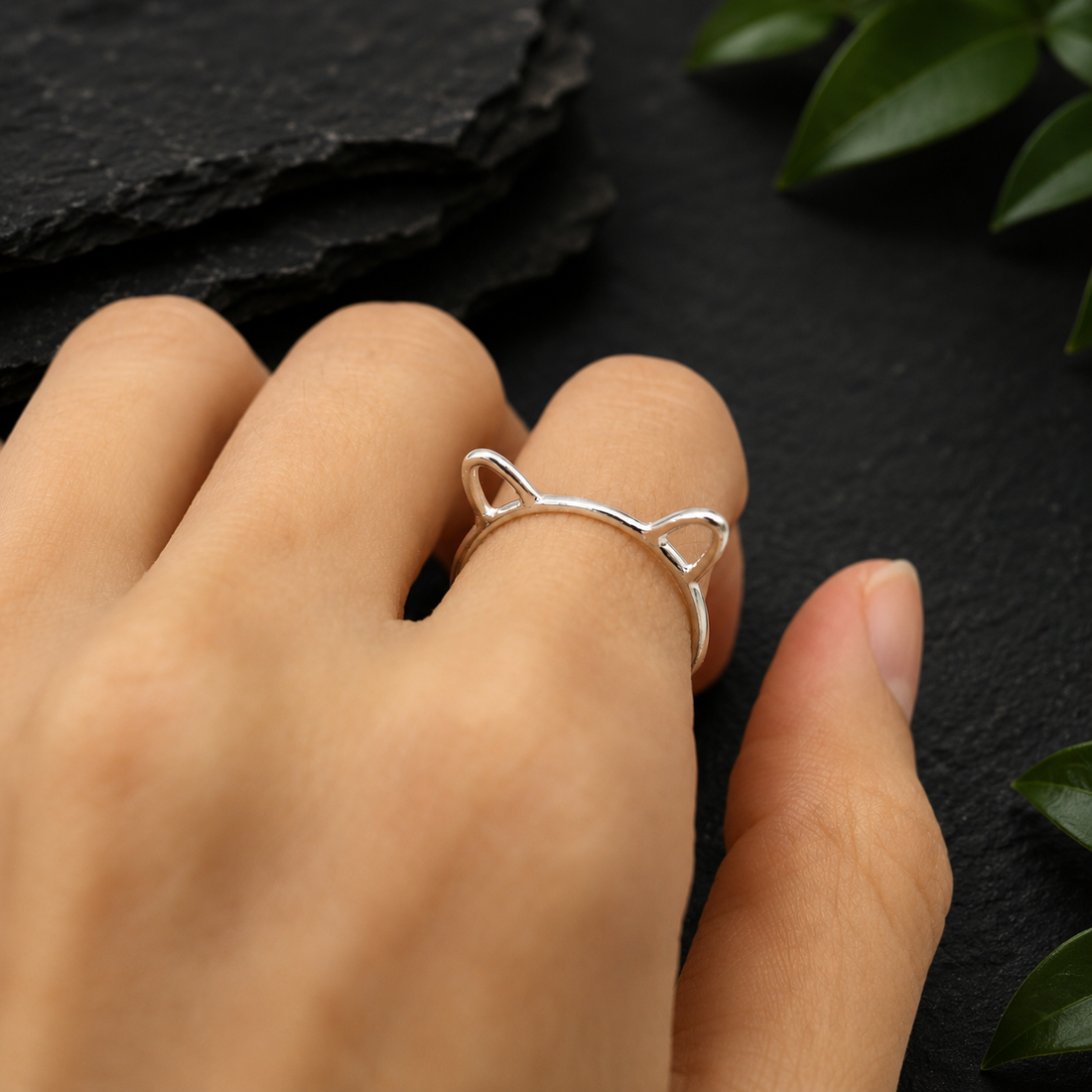 Minimalist Cat Ear Ring,