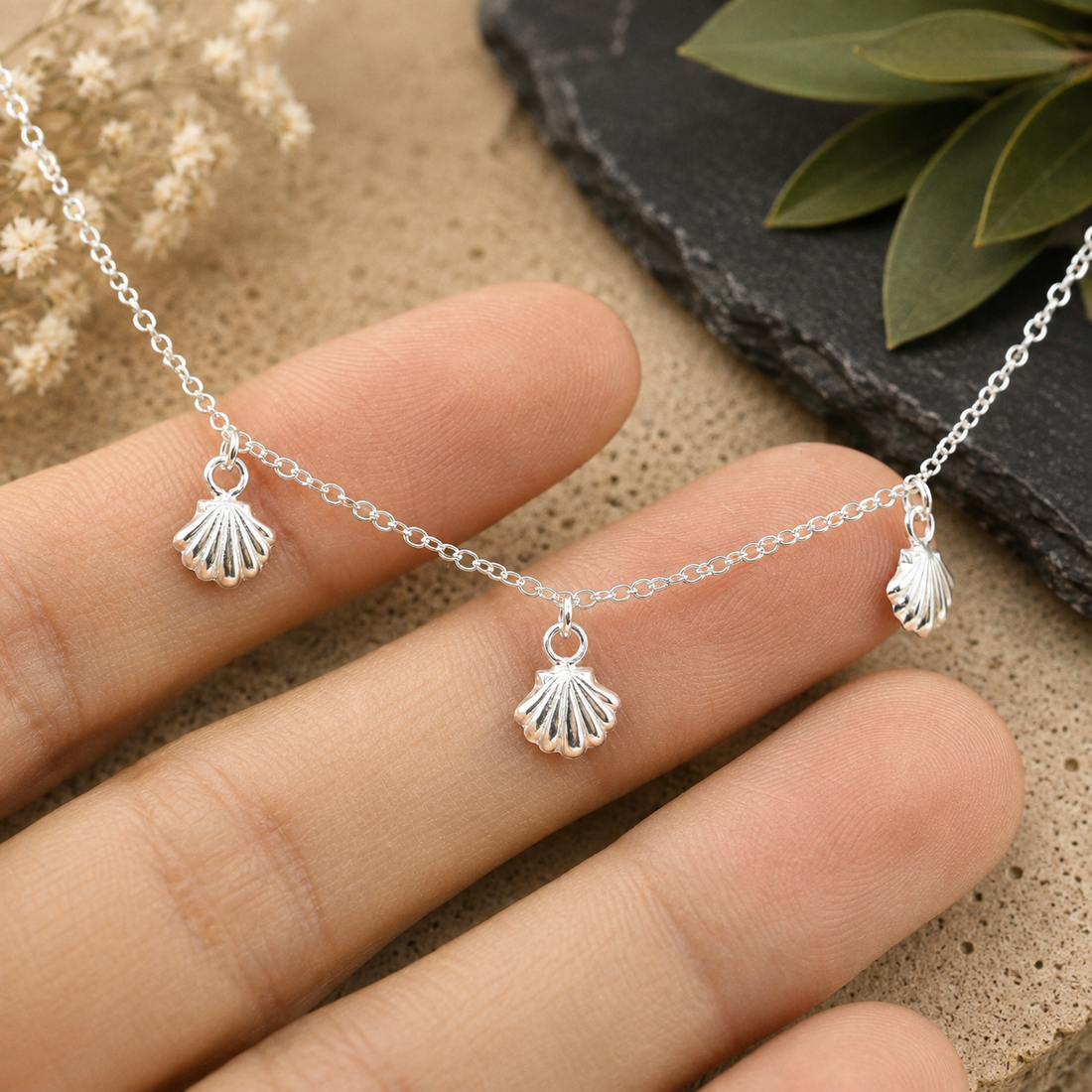 Silver Shell Charm Necklace