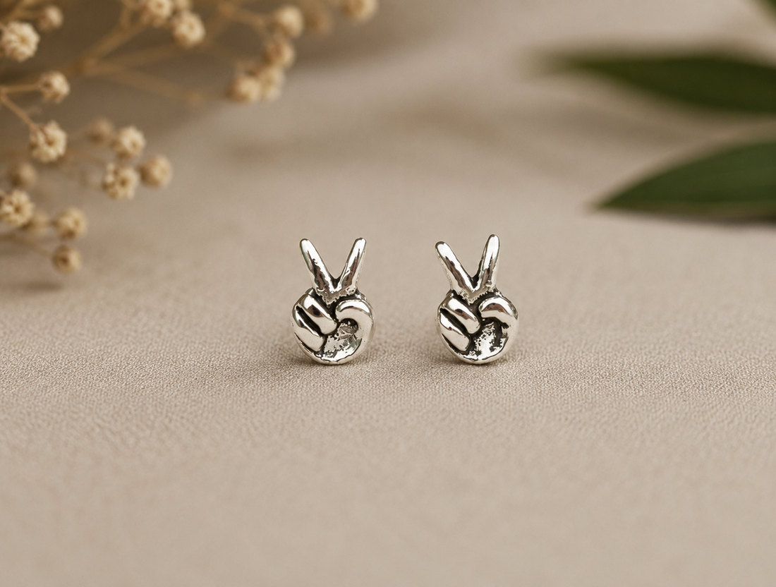 Peace Sign Stud Earrings