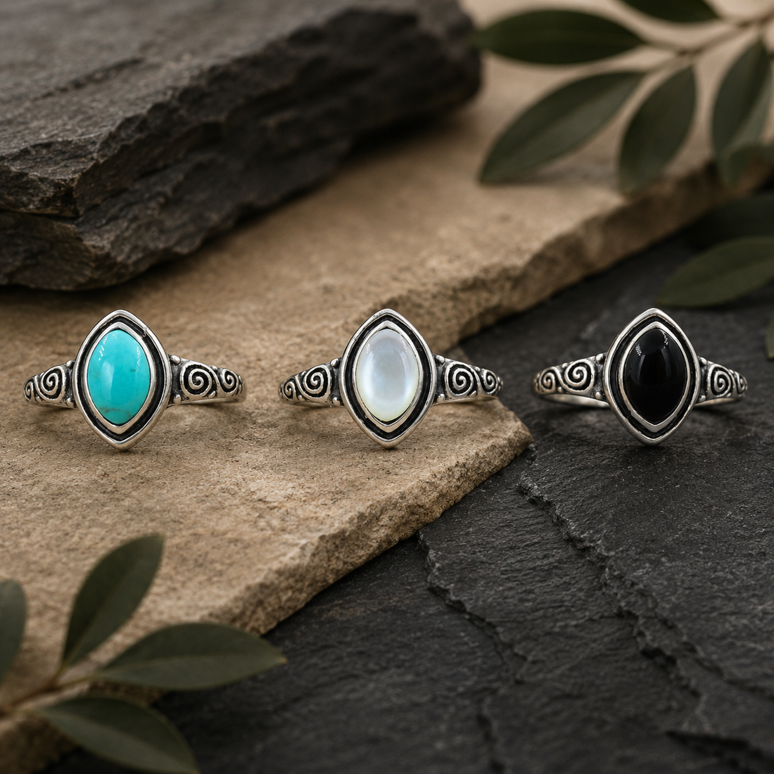 Boho Oval Black Onyx Statement Ring