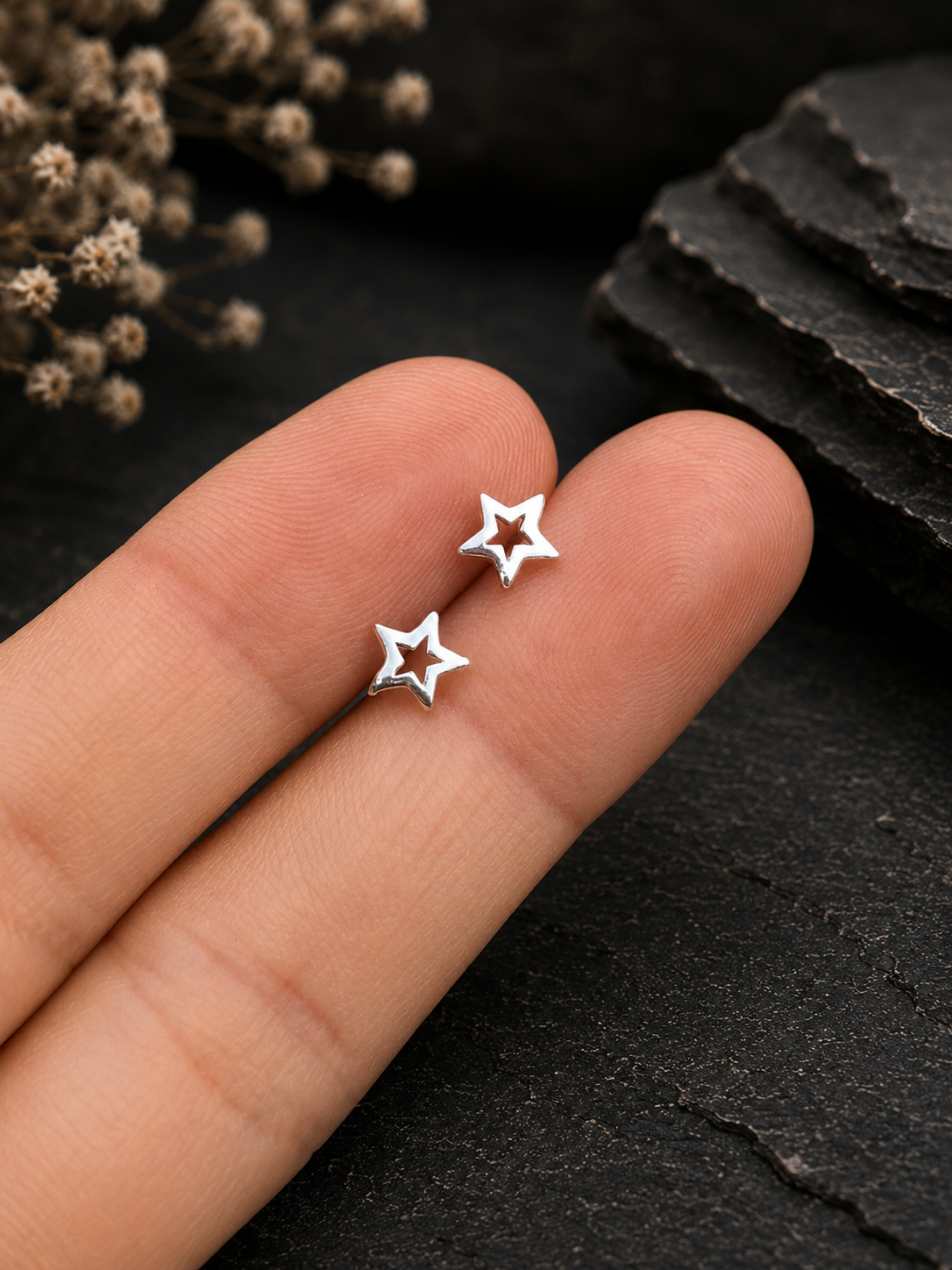 Open Star Stud Earrings | Minimalist Hollow Star Earrings