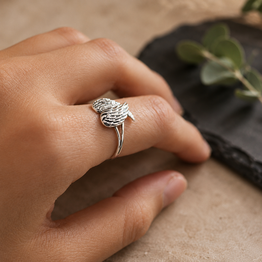 Angel Wings Heart Ring