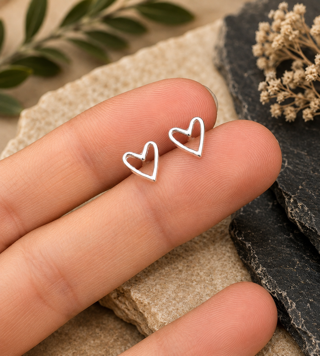 Hand Drawn Open Heart Earrings