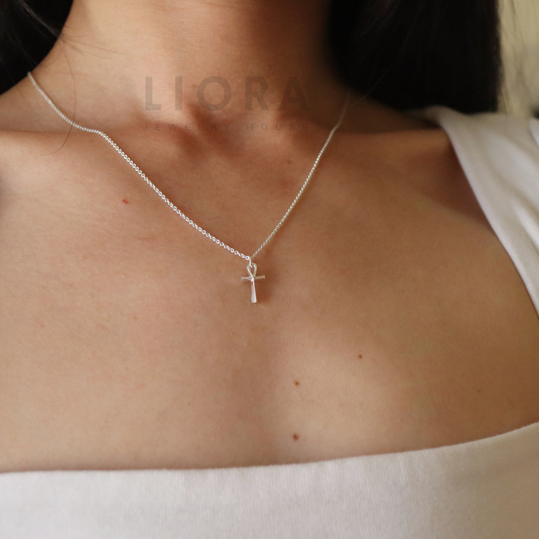 925 Sterling Silver Ankh Cross Pendant Necklace, Ankh Cross Necklace, Small Cross Necklace,  Cross Necklace, Silver Cross, Cross Gift