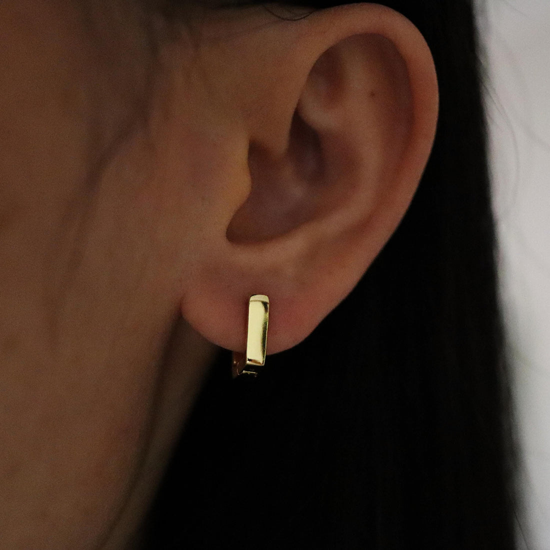 18K Gold Square Huggie Hoop Earrings, Geometric Square Hoops, Huggie Hoops, Chunky Hoops, Gold Plated Earrings, Square Earrings, Gift Her