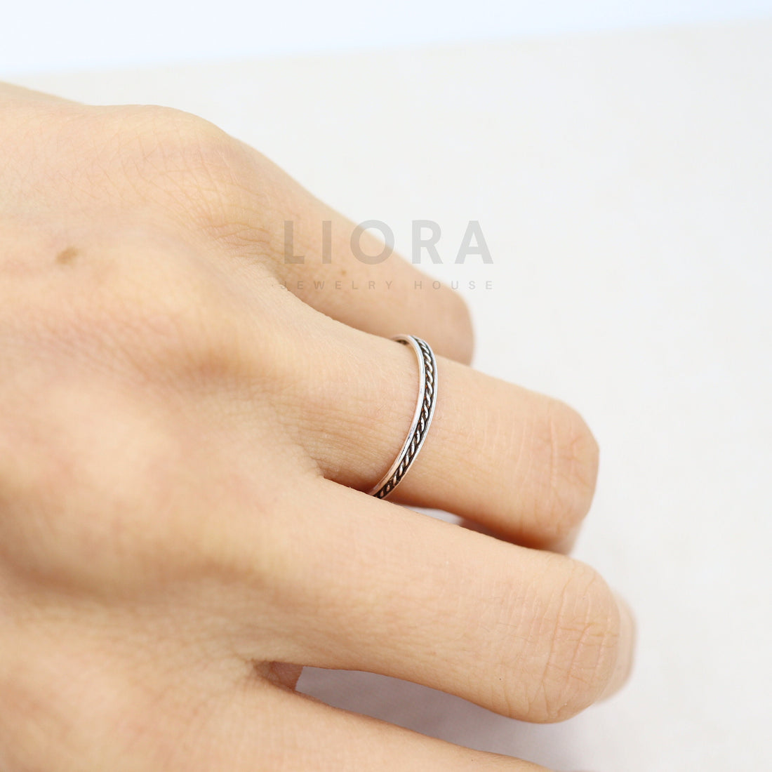 925 Sterling Silver Braided ring, Stacking Ring, Thin Band Ring, Twisted Ring, Rope Ring, Stackable Ring