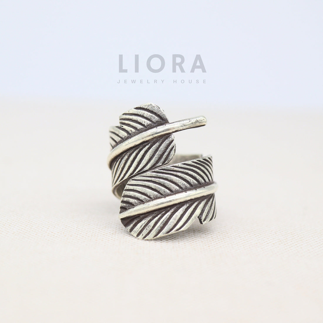 Handcraft Pure Silver Feather Ring, Silver Feather Ring, Hill Tribe Rings, Boho Ring, Karen Ring, Adjustable Ring, Feather Gift, Wrap Ring