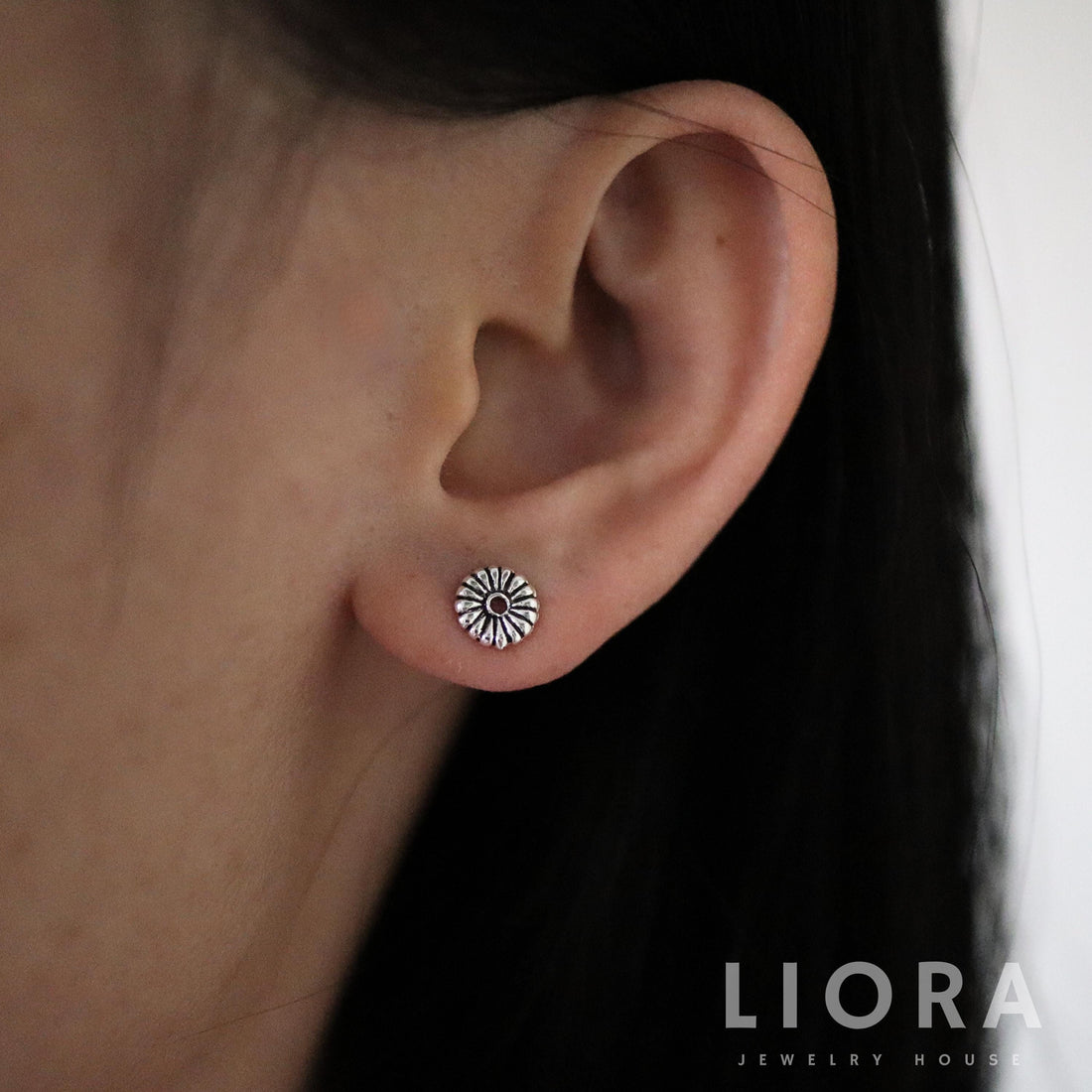 925 Sterling Silver Small Flower Stud Earrings, Sunflower Earrings, Flower Earrings, Flower Studs, Kid Earrings, Gift for Her, Boho Earrings