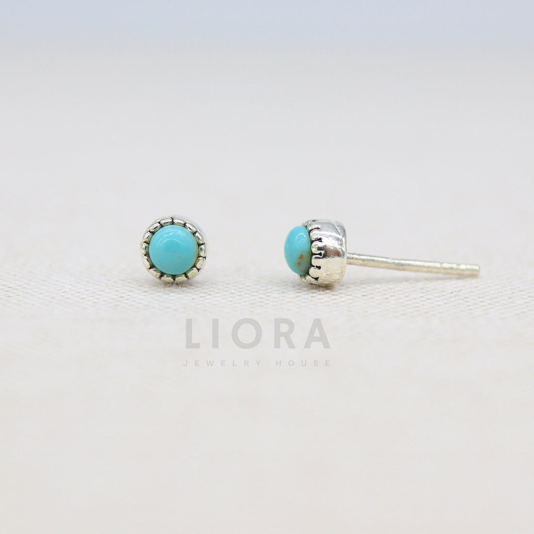 Small Round Turquoise Stud Earrings, Sterling Silver Turquoise Earrings, Turquoise Gift, Turquoise Jewelry, Turquoise Earrings