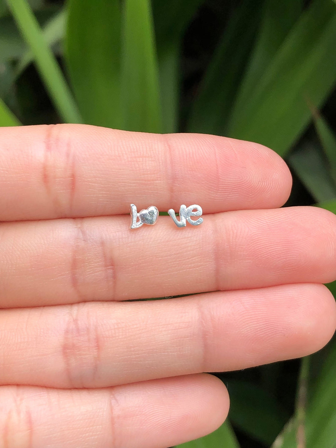 Silver LOVE letter stud earrings, love letter earrings, love earrings, letter earrings, lover, love studs, love gift, love you earrings