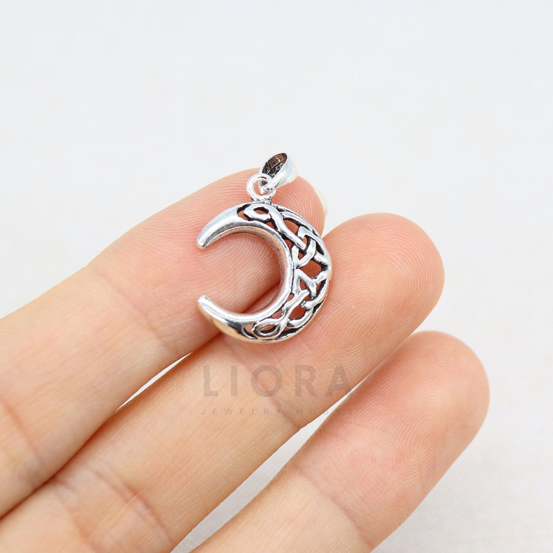 925 Sterling Silver Moon Pendant, Moon Pendant, Moon Charm, Moon Necklace