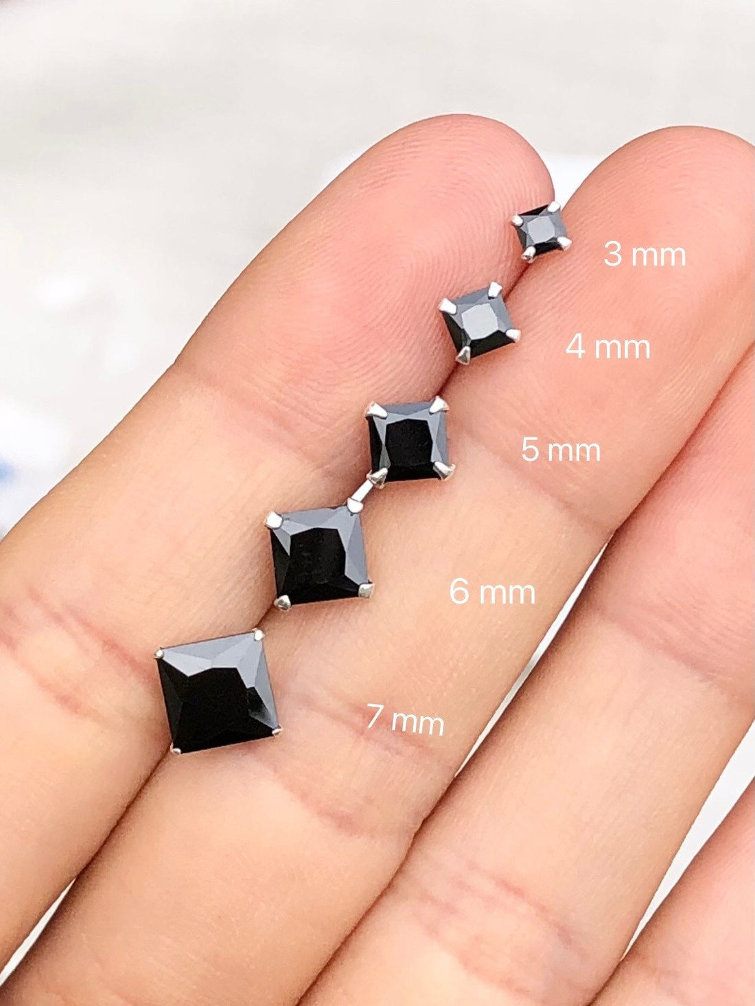 Black stone CZ stud earrings, black cz earrings, cz ear studs, cubic zirconia earrings, crystal earrings, men earrings, men studs, men gift