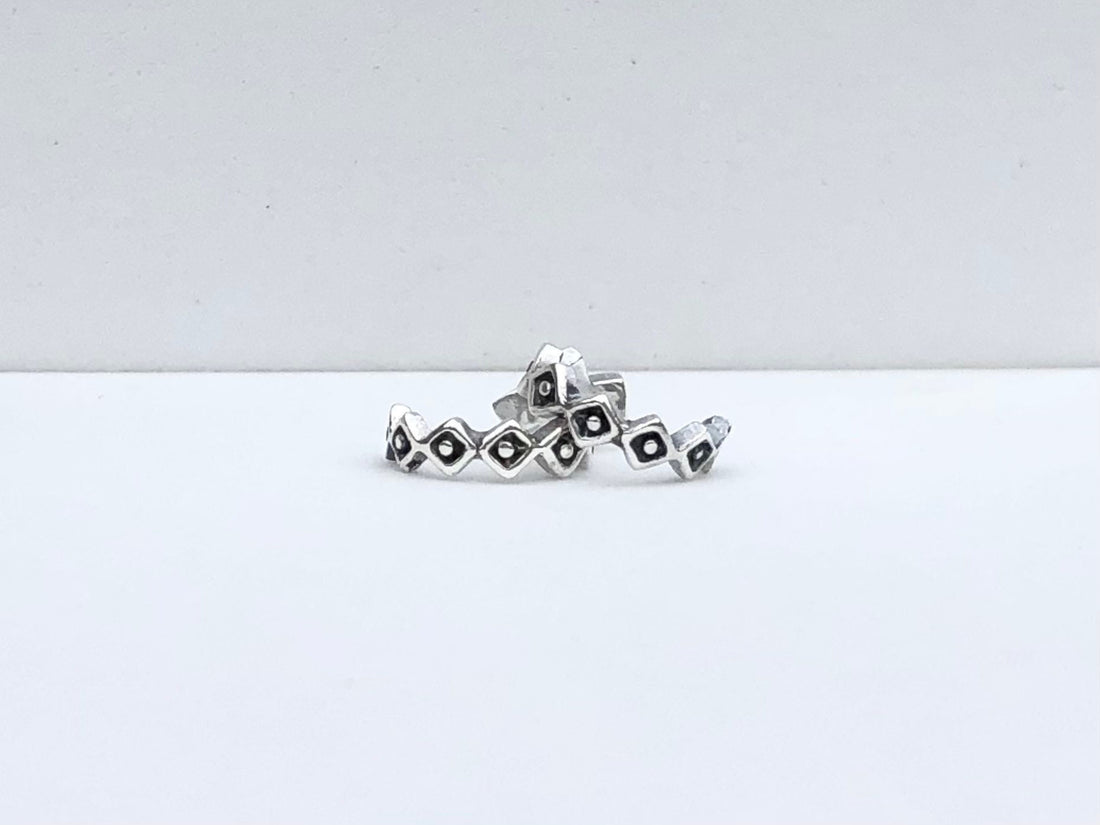 925 Sterling silver square dot ear cuff, silver ear cuff, small dot ear cuff, square dot ear cuff, boho ear cuff, silver ear wrap, ear cuff
