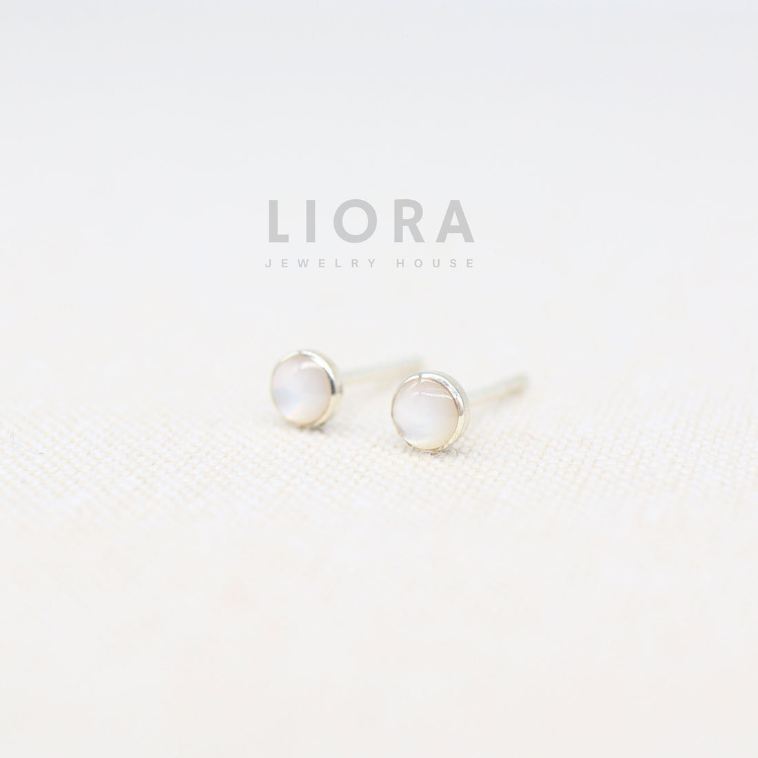4mm Pearl Stud Earrings, Small Pearl Earrings, Mother of Pearl Earrings, Circle Silver Earrings, Pearl Gift