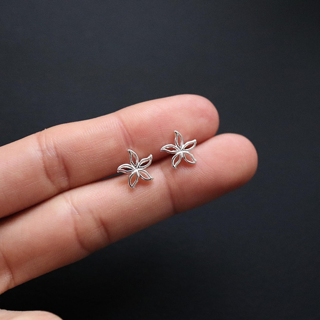 925 Sterling Silver Flower Stud Earrings, Flower Earrings, Hollow Flower Earrings, Open Flower studs, Simple Flower Earrings, Gift For Her