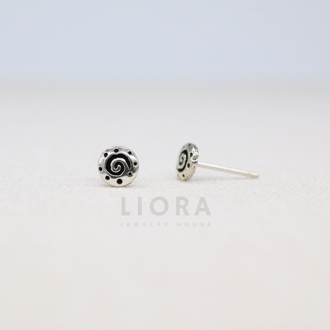 925 Sterling Silver Spiral Circle Stud Earring, Circle Earrings, Boho Earrings, Spiral Studs, Round Earrings