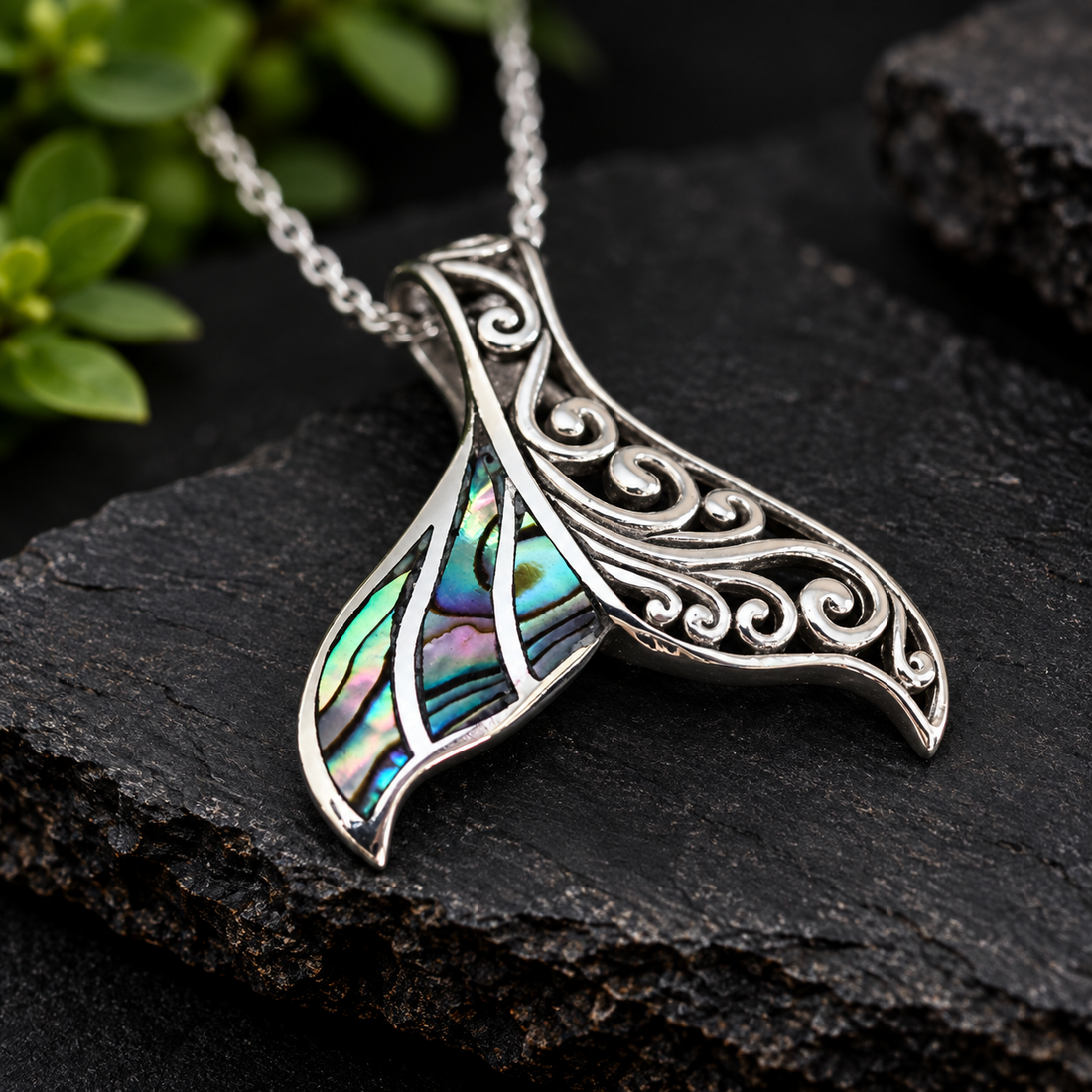 Whale Tail Pendants Abalone Onyx Pearl