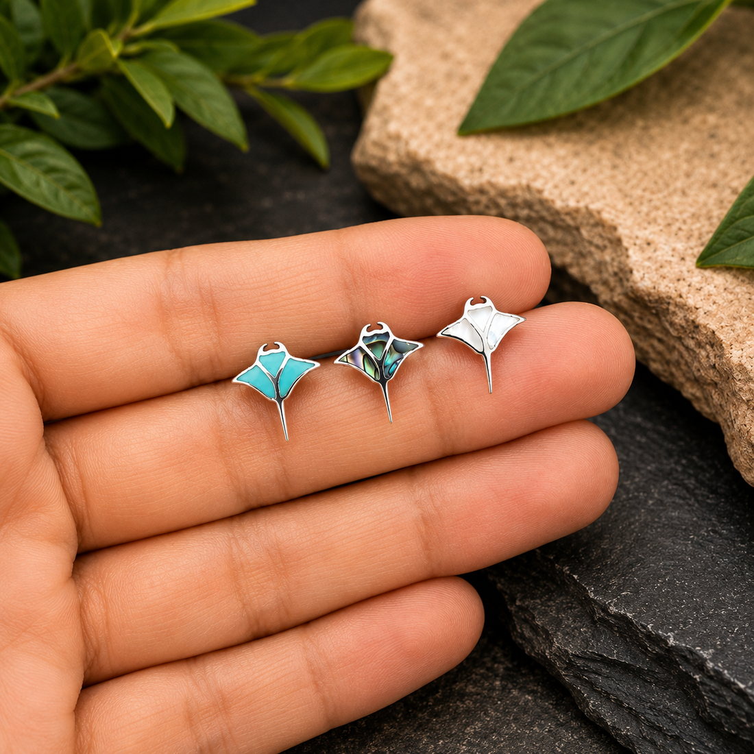 Manta Ray Stud Earrings