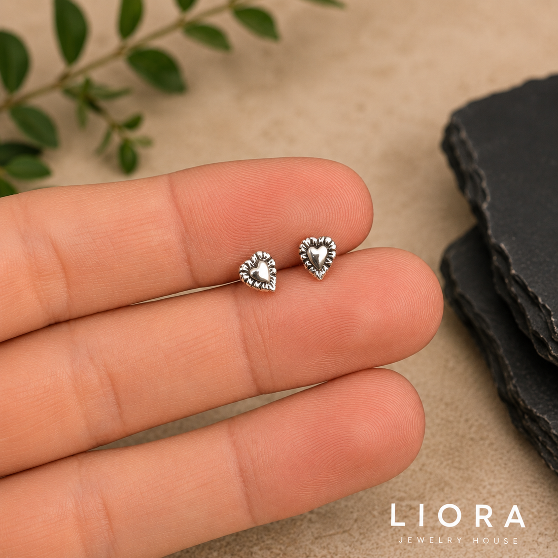 Floral Heart Stud Earrings | Vintage Flower Heart Earrings