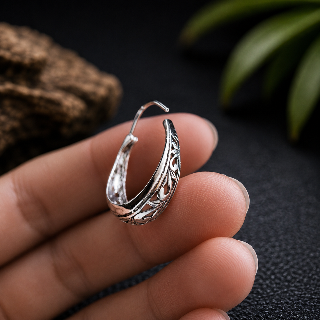 Oval Filigree Hoop Earrings