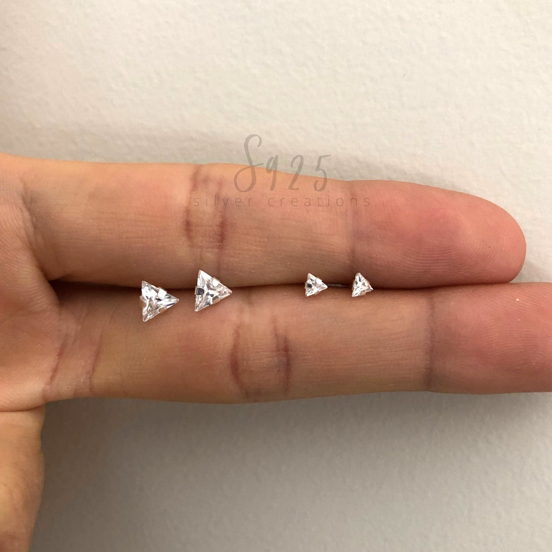 CZ Triangle Stud Earrings, Triangle studs, cz stud earrings, triangle crystal earrings, Triangle, triangle, diamond earrings, crystal studs
