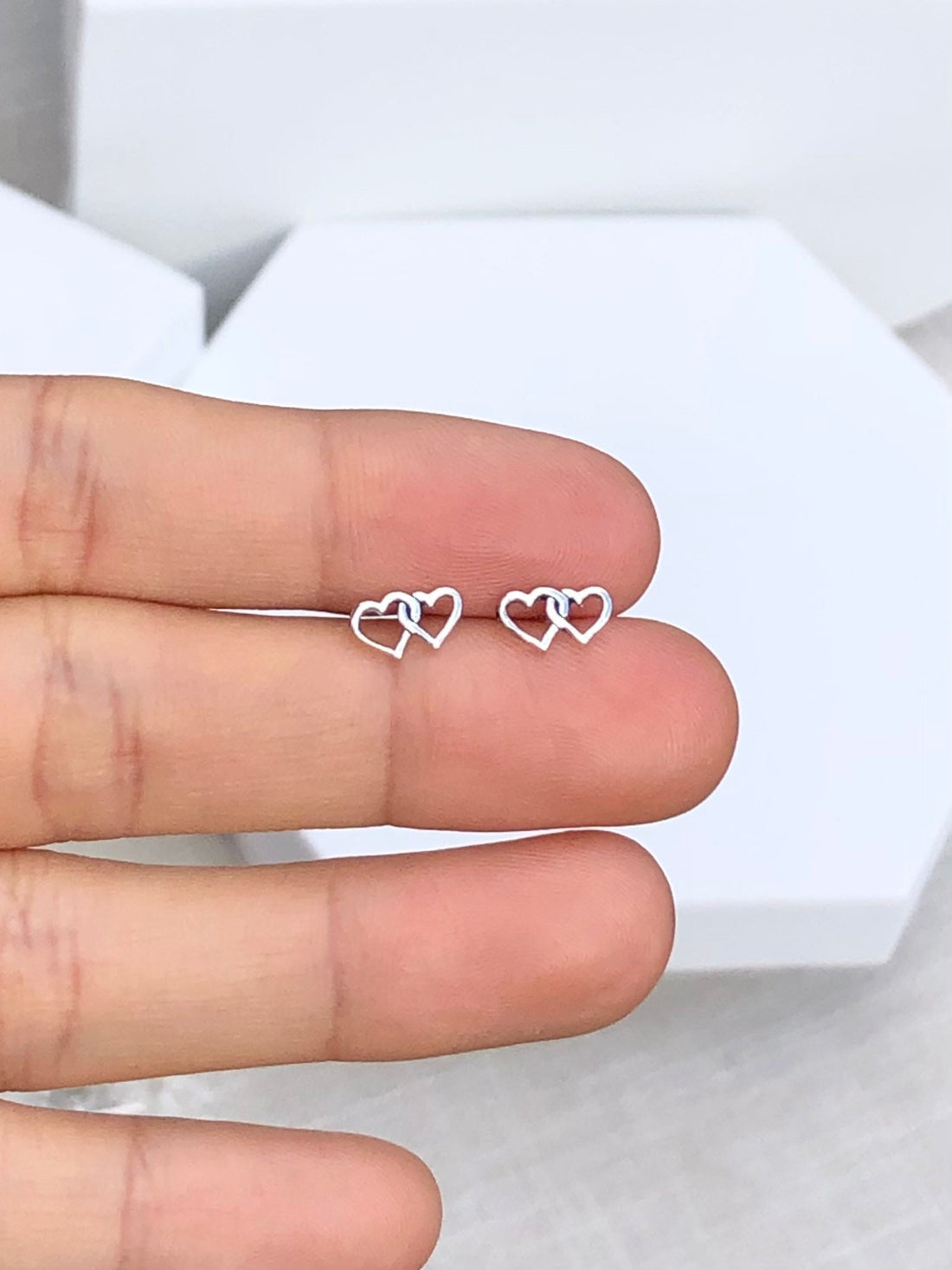 925 Sterling Silver Entwine Heart Stud Earrings, Two Heart Earrings, Heart Earrings, Mini Heart, Mother Daughter Gift, Mother Day's Gift