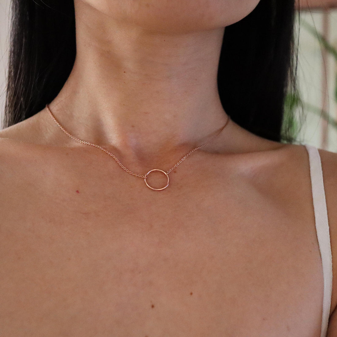 10mm Circle Pendant Necklace in Silver, Gold, Rose Gold, Circle Chain, Circle Pendant Necklace, Minimalist Necklace, Geometric Necklace
