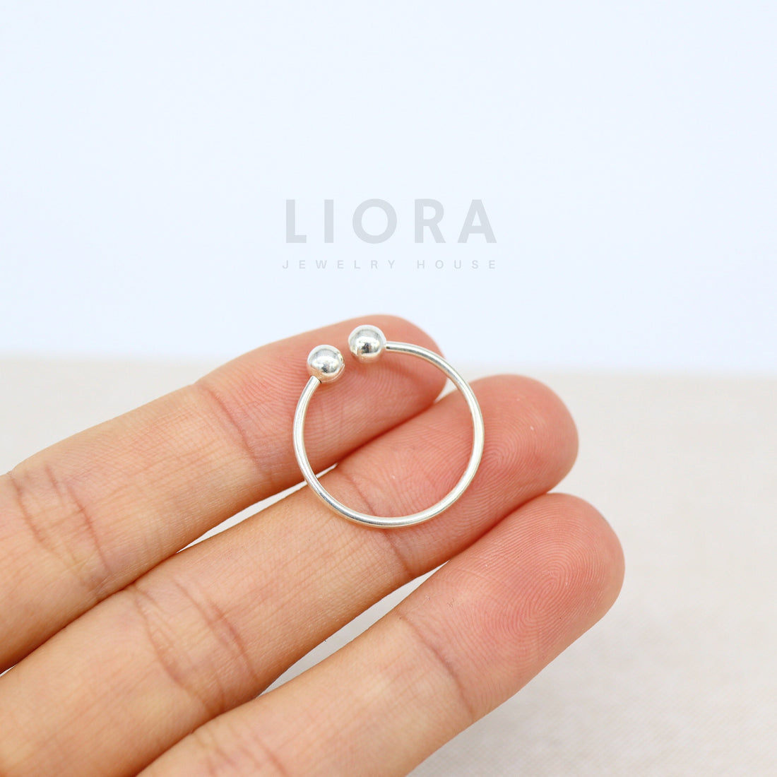 925 Sterling Silver Adjustable Ball Ring, Silver Ball Ring, Stackable Ring, Two Ball Ring, Adjustable Ring, Open Ring