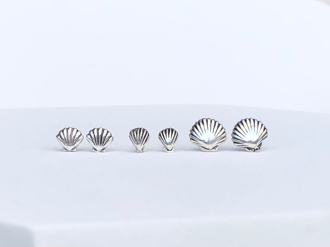 925 sterling silver shell stud earrings, shell earrings, shell studs, sea shell earrings, shell lover gift, sea life, animal earrings, shell
