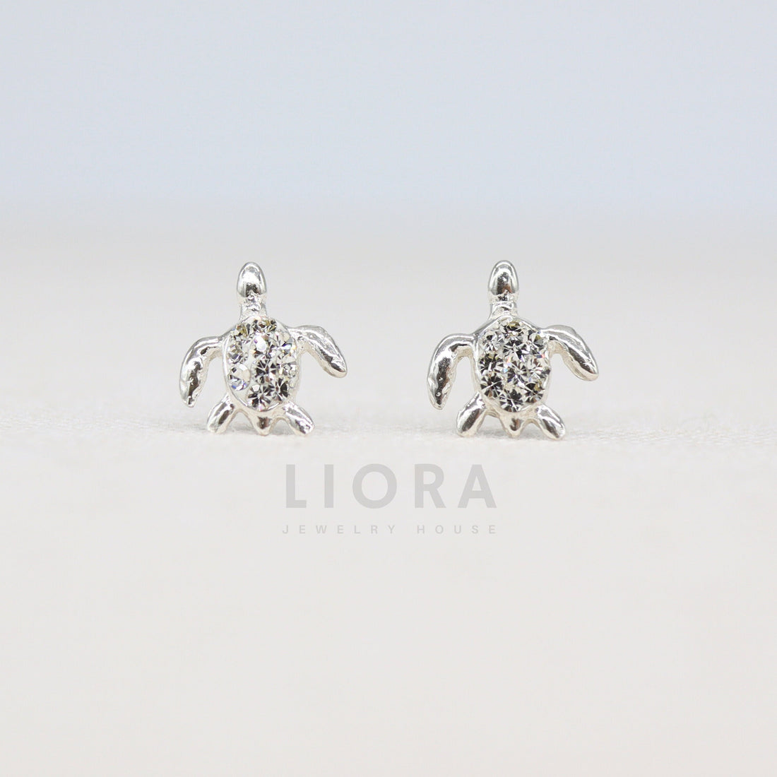 925 Sterling Silver Turtle Stud Earrings Decorated with CZ Simulated Diamonds, Turtle Earrings, CZ Turtle, Sea Turtle Earrings, Kid Earrings