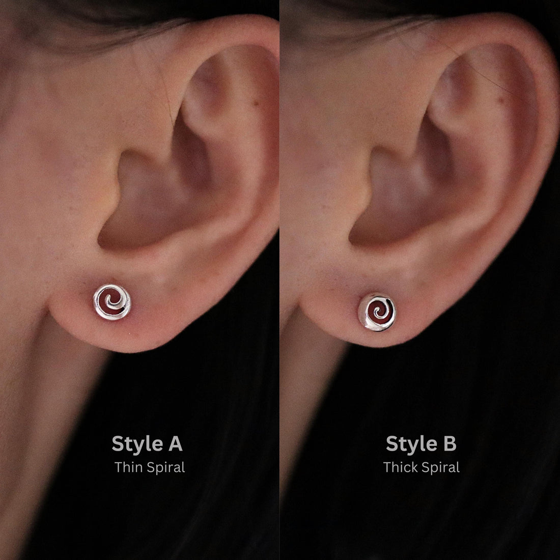 925 Sterling Silver Spiral Stud Earrings, Spiral Earrings, Circle Earrings, Spiral Element, Twisted Swirl, Circle twirl, Round Earrings