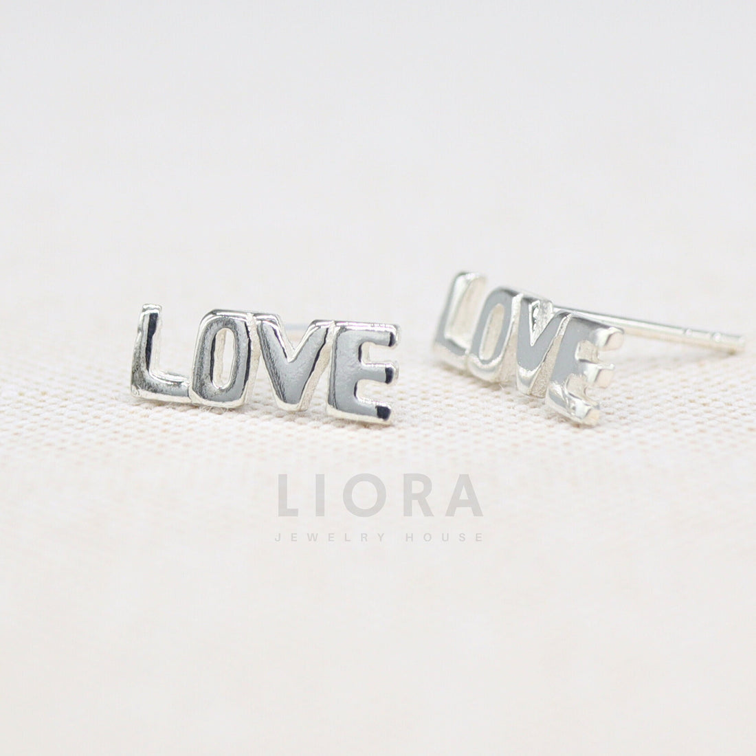 925 Sterling Silver Love Letter Stud Earrings, Love Letter Earrings, Letter Earrings, Love Studs, Love Earrings, Gift For Her/ Him