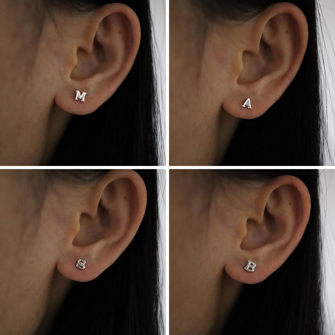 925 Sterling Silver Small Initial Letter Stud Earring, Alphabet Letter Earrings, Personalized Letter Earrings, Mismatched Letter, Monogram