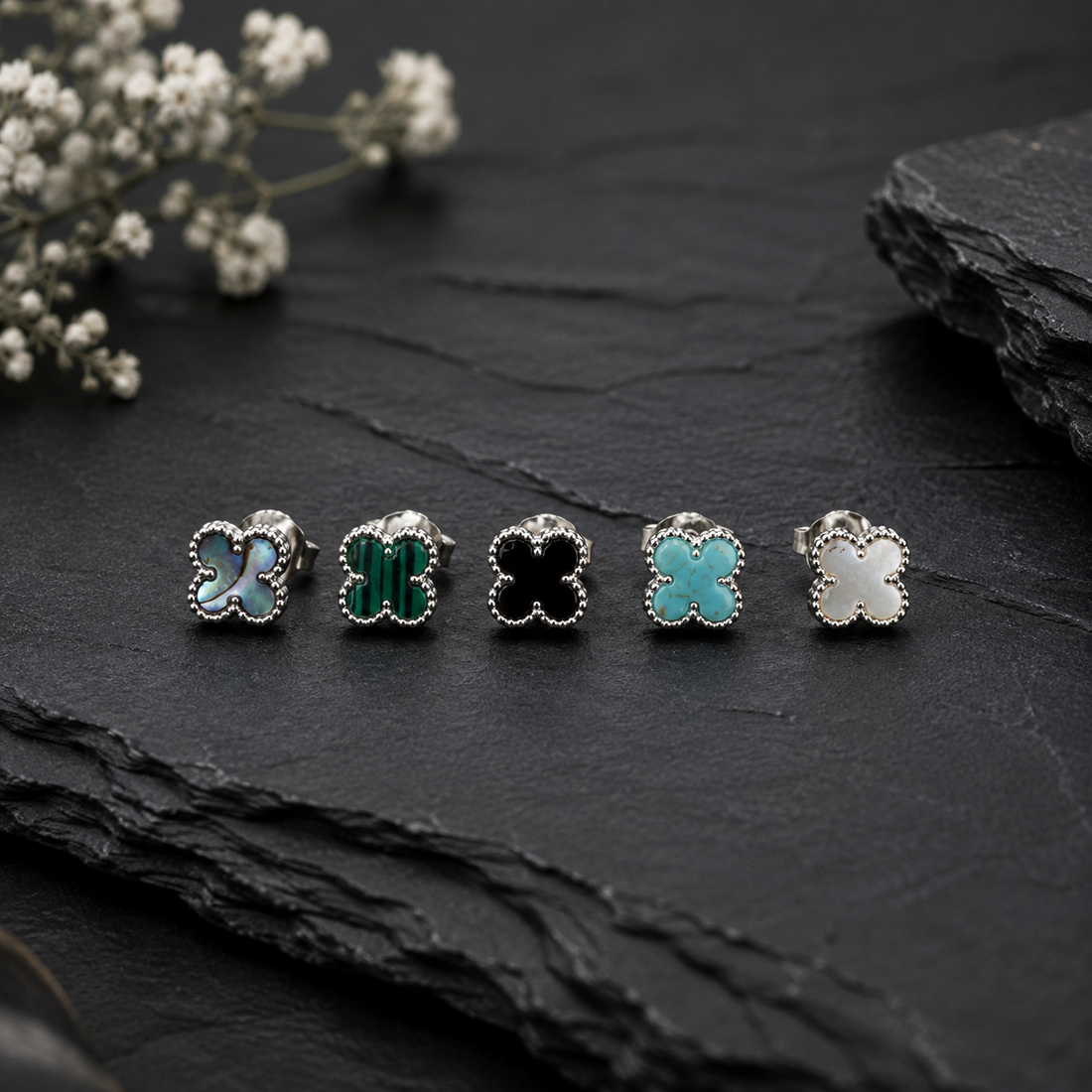 6mm Clover Stud Earrings