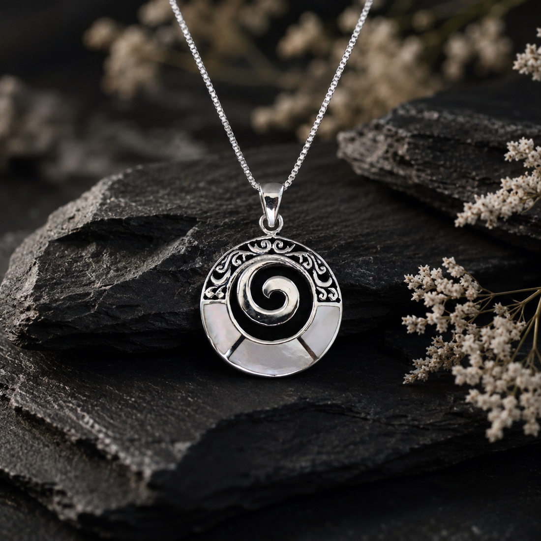 Pearl Spiral Filigree  Pendant