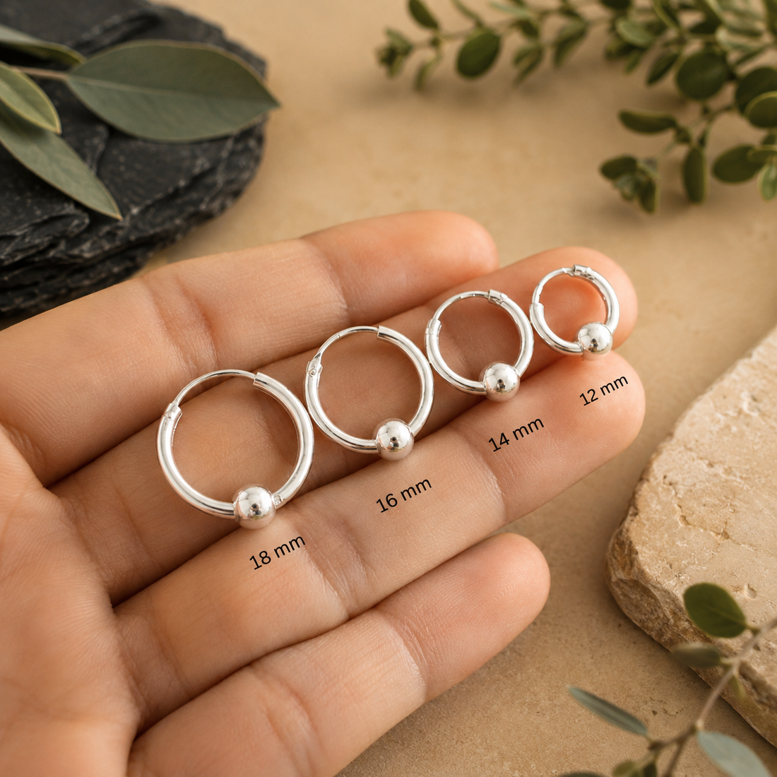 Hoop Earrings with Ball Charm
