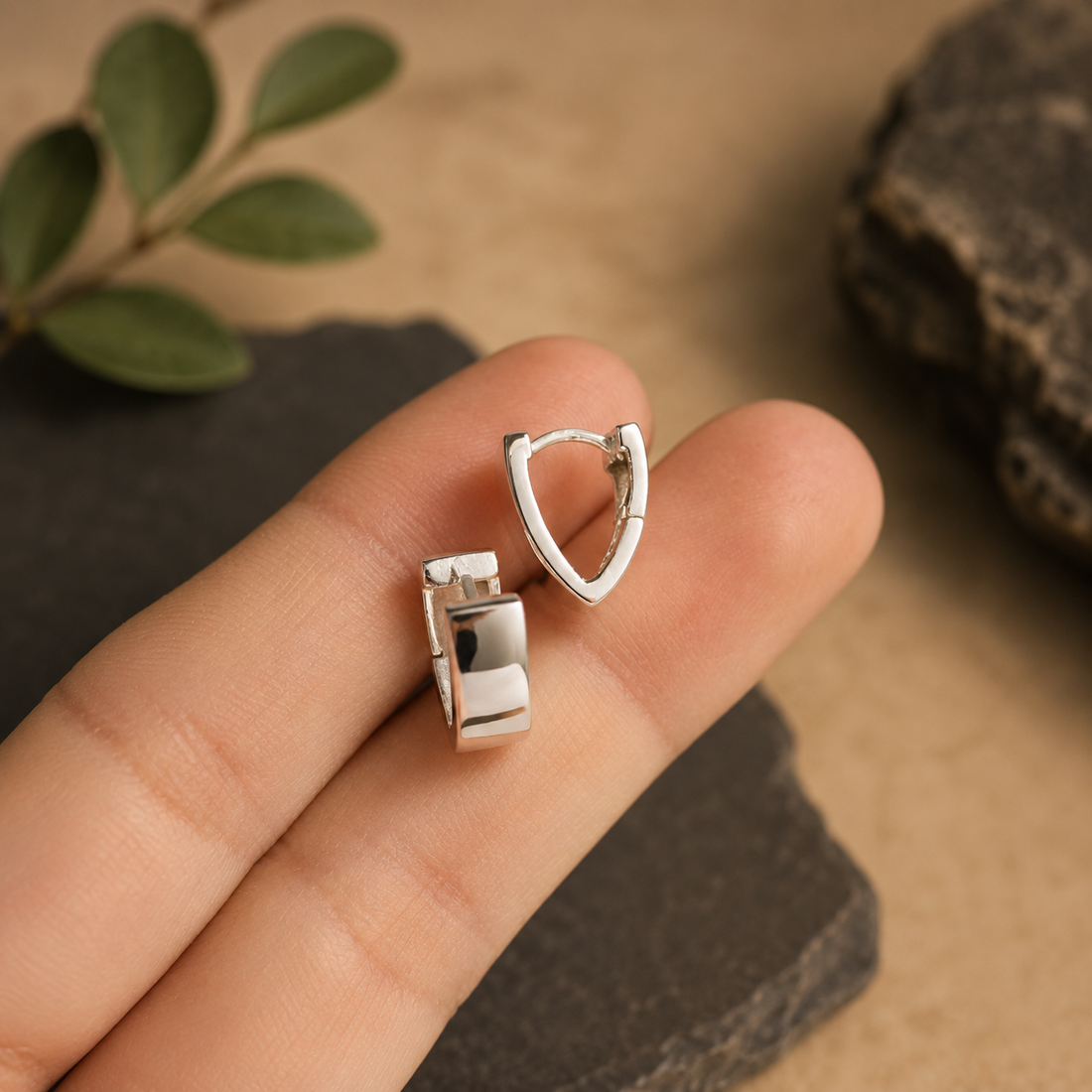 Triangle Huggie Hoop Earrings