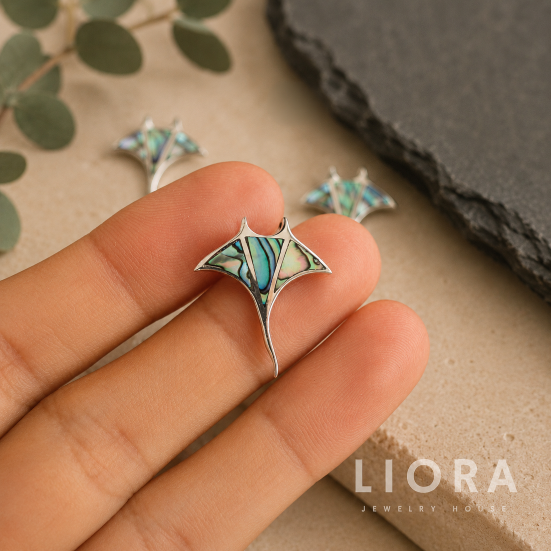Abalone Manta Ray Pendant