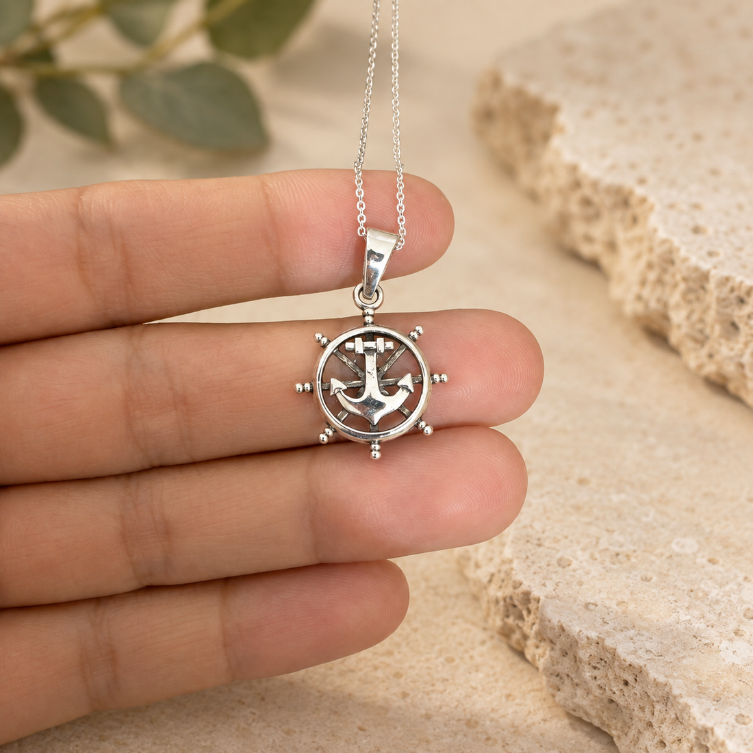 Ship Wheel & Anchor Pendant
