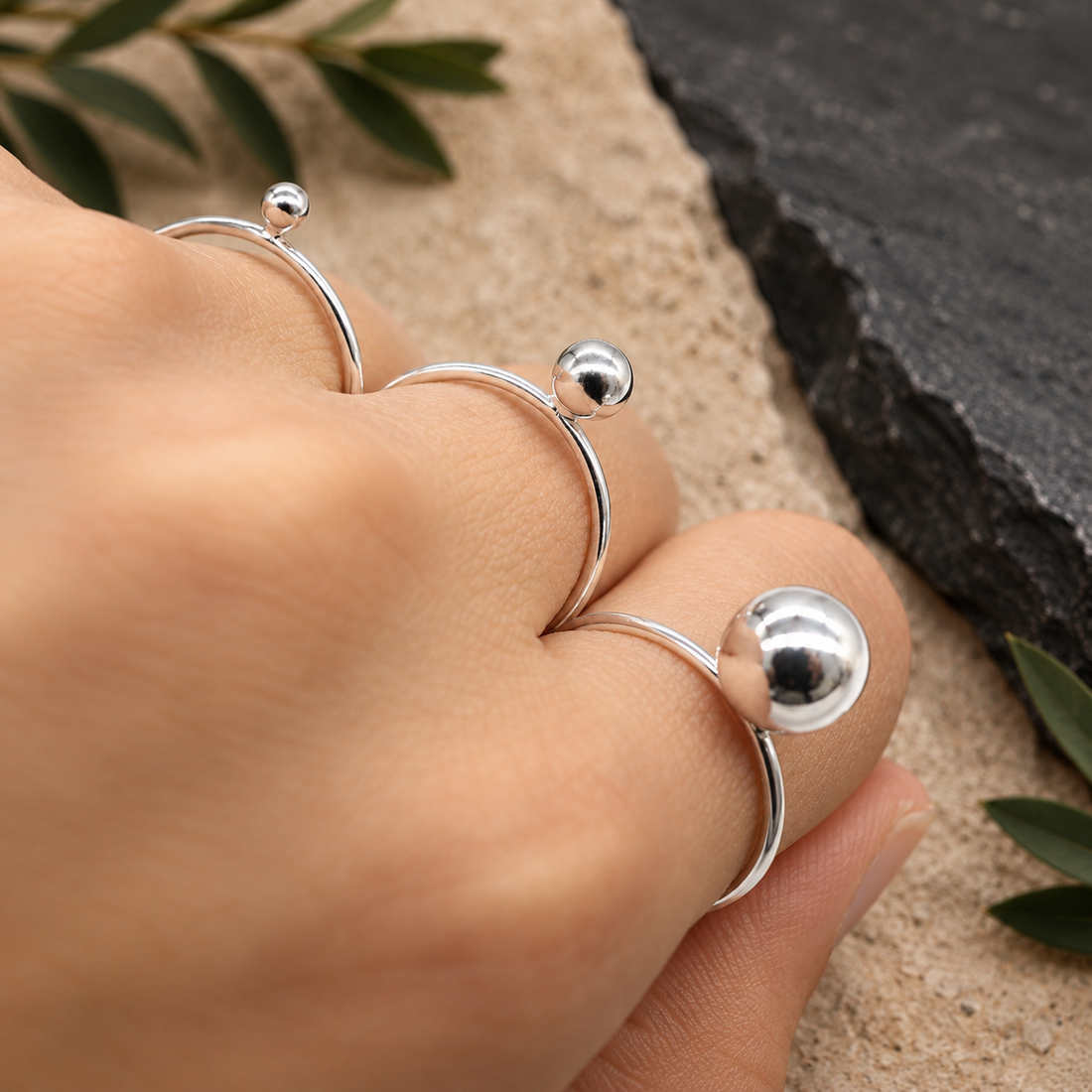 Silver Ball Stackable Ring