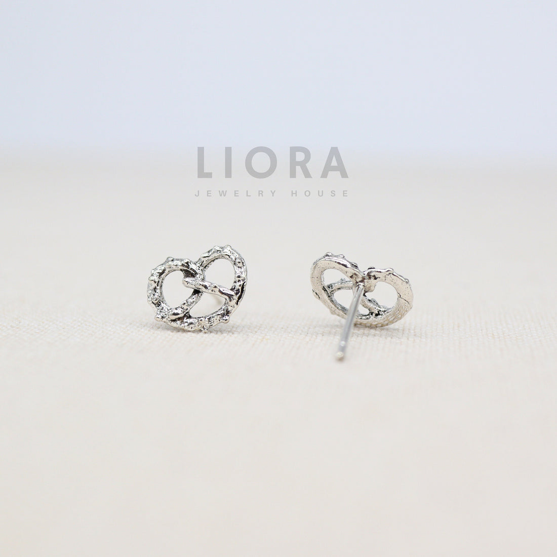 925 Sterling Silver Pretzel Stud Earrings, Pretzel Earrings, Pretzel Studs, Oxidized Silver pretzel, pretzel Gift, Food Earrings